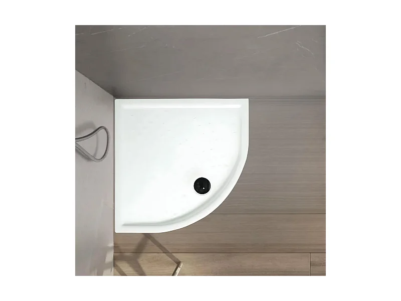 Receveur de douche semi-circulaire blanc « Matera » en céramique antidérapante avec bords surélevés 80x80 cm