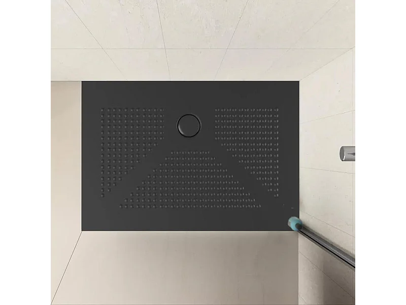 Base de duche retangular "Denver" em cerâmica fina e antiderrapante, preta mate, 70x90 cm