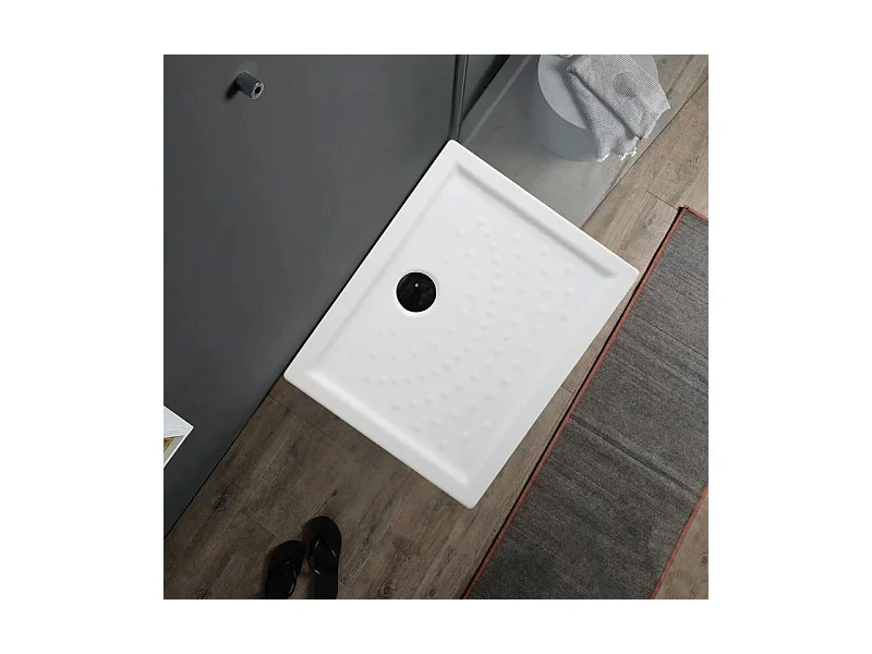 Receveur de douche rectangulaire "Matera" en céramique antidérapante avec bords surélevés cm 70x120h
