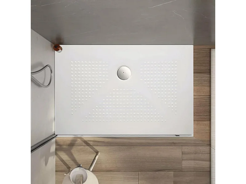 Rechteckige Duschwanne "Denver" aus dünner, rutschfester Keramik, glänzend weiß, 70x100h cm