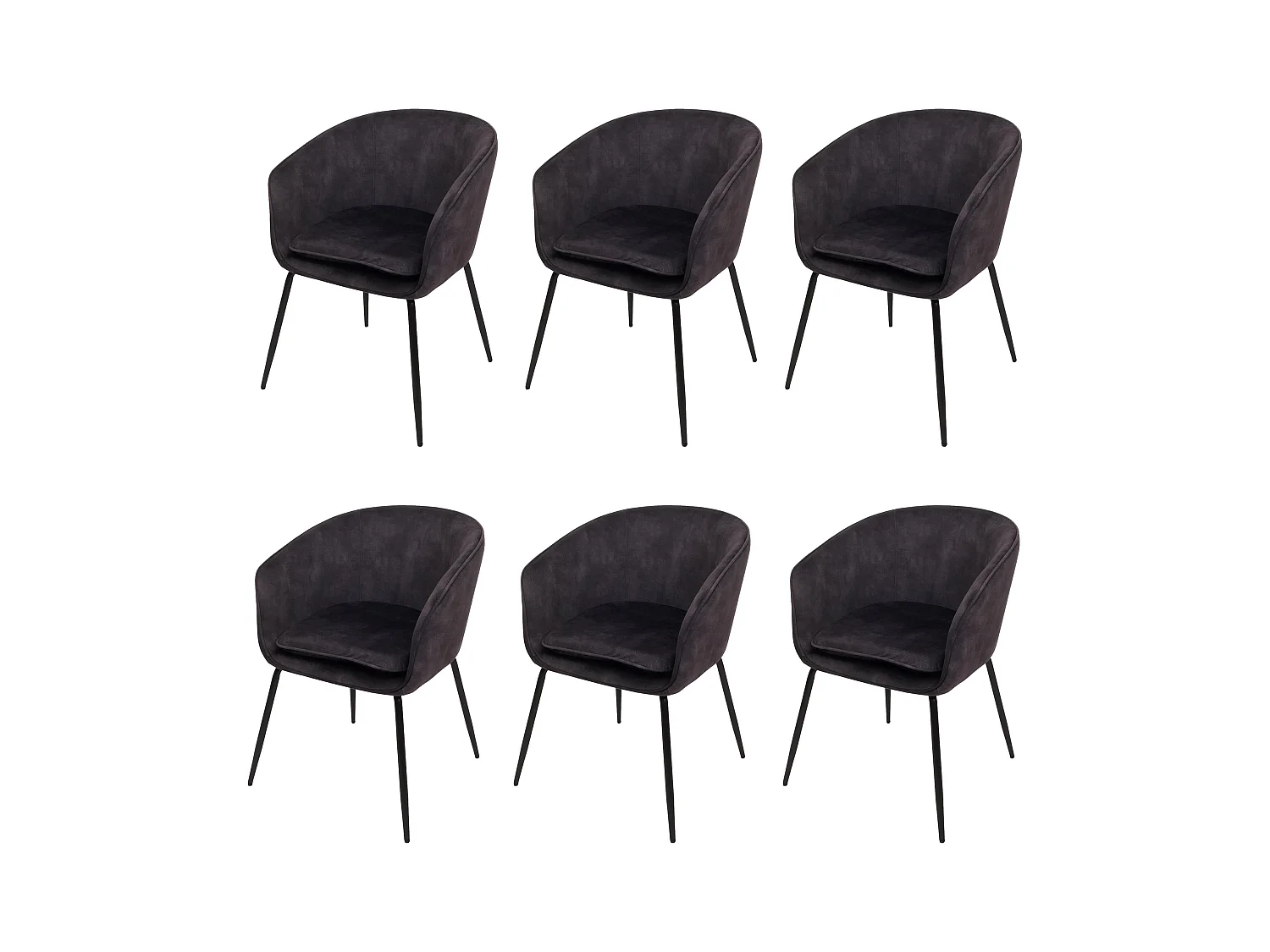 Chaise de salle à manger MCW-O28 (lot de 6),  gris foncé