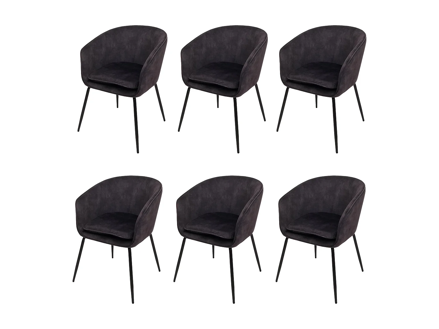 Chaise de salle à manger MCW-O28 (lot de 6),  gris foncé