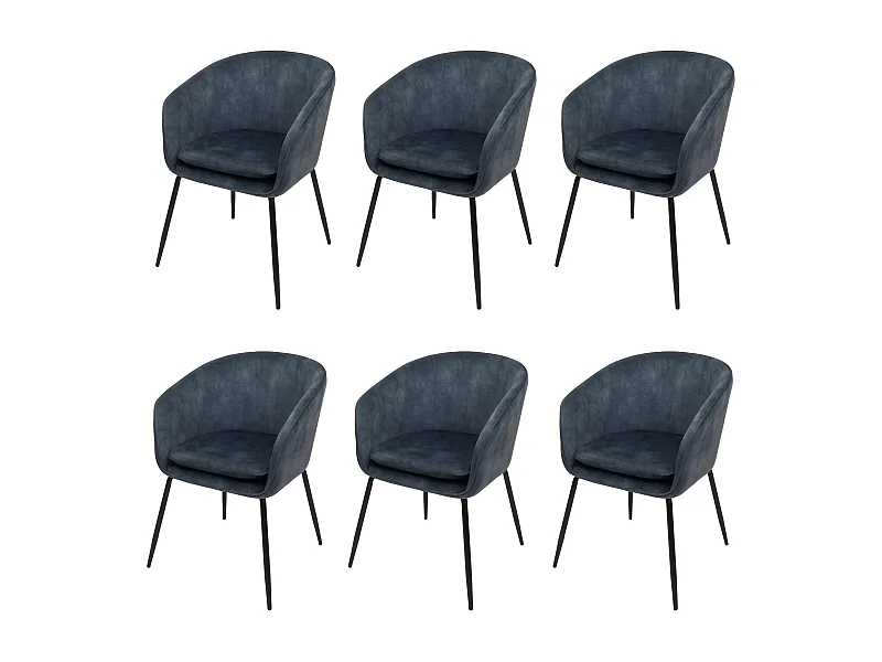 Silla de comedor MCW-O28 (juego de 6),  azul