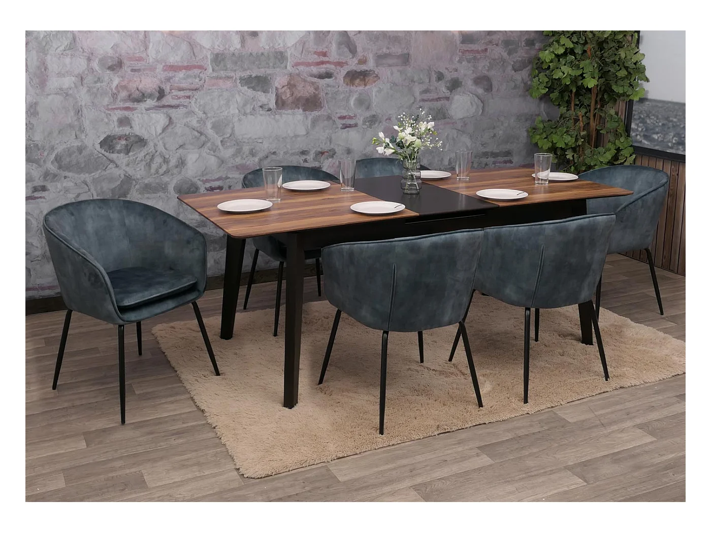 Silla de comedor MCW-O28 (juego de 6),  azul