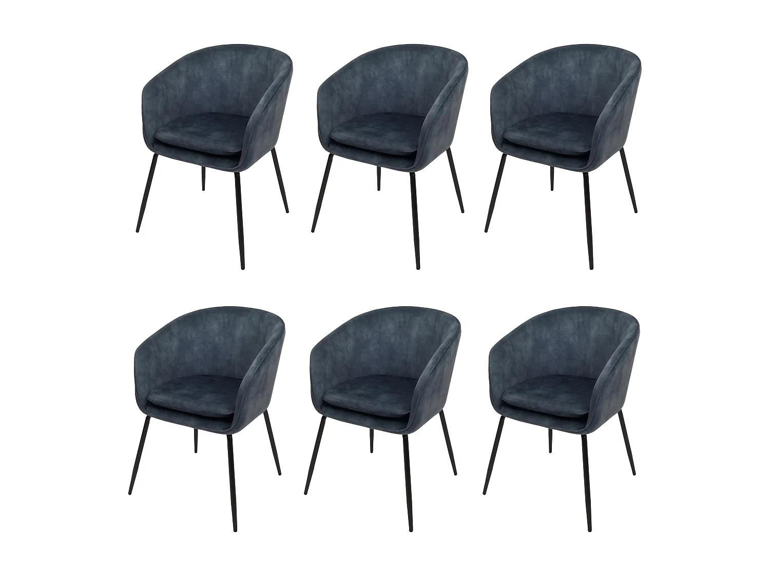 Chaise de salle à manger MCW-O28 (lot de 6),  bleu