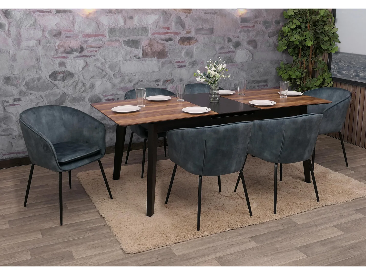 Chaise de salle à manger MCW-O28 (lot de 6),  bleu