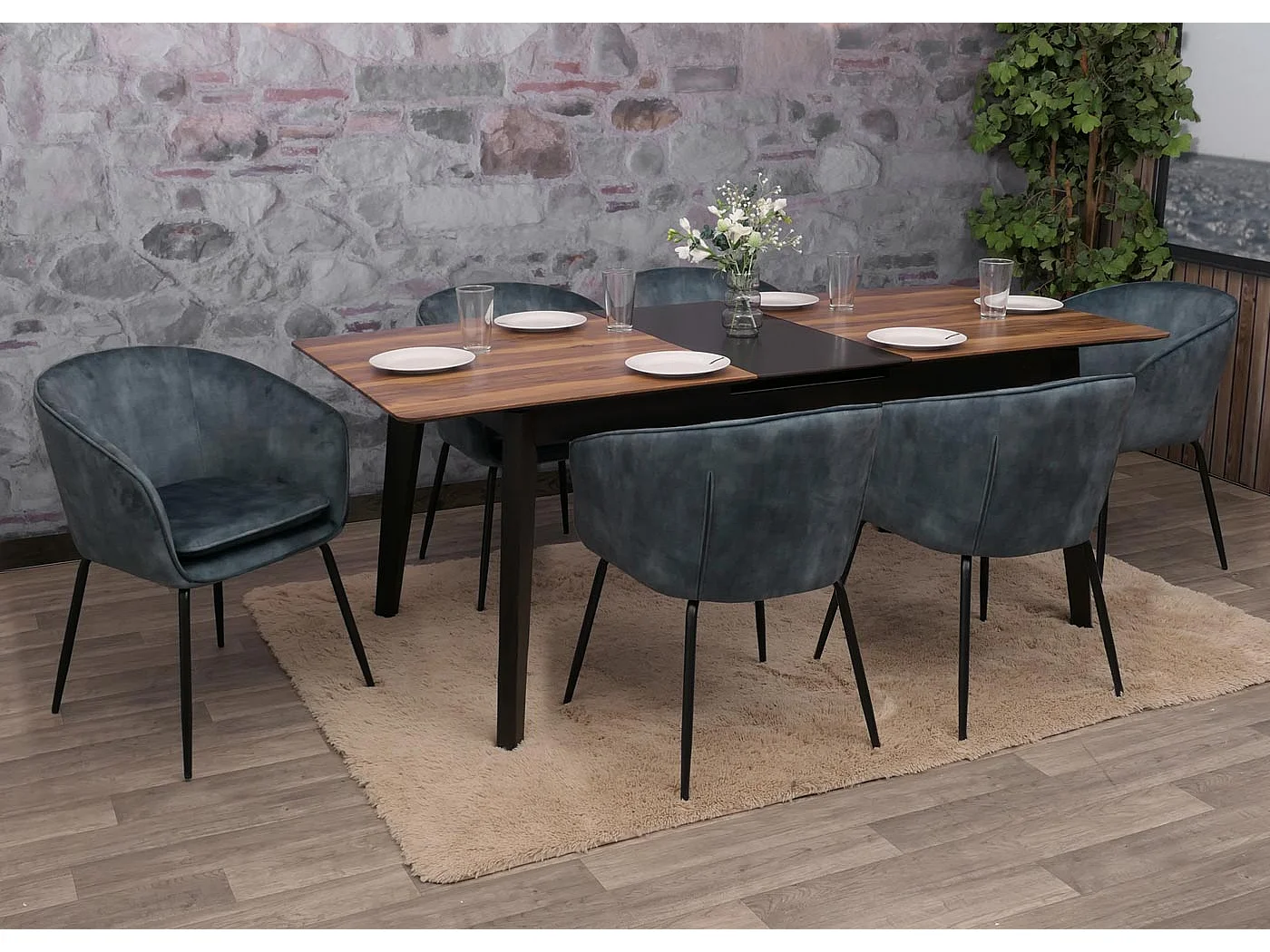 Chaise de salle à manger MCW-O28 (lot de 6),  bleu