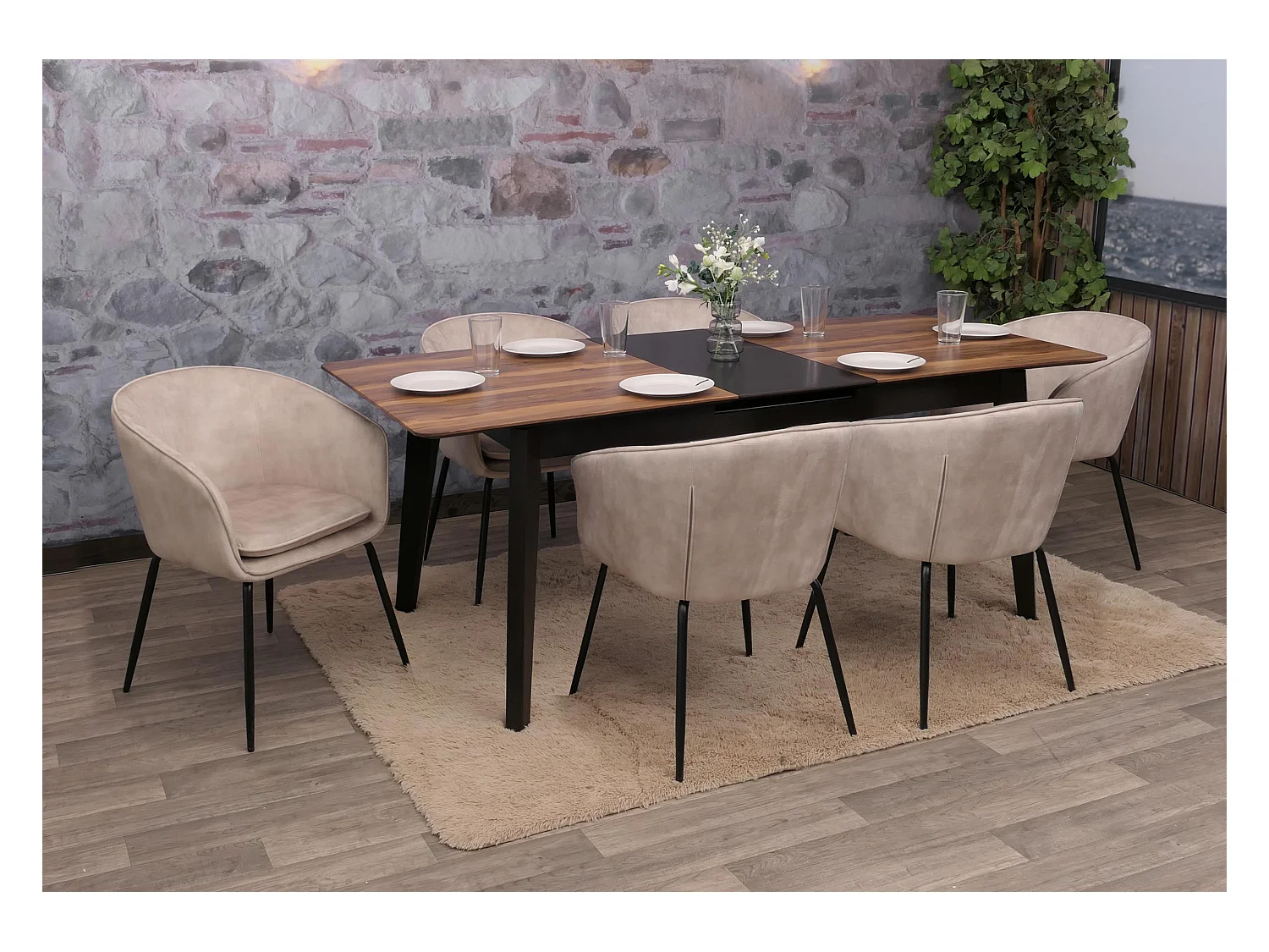 Chaise de salle à manger MCW-O28 (lot de 6),  taupe