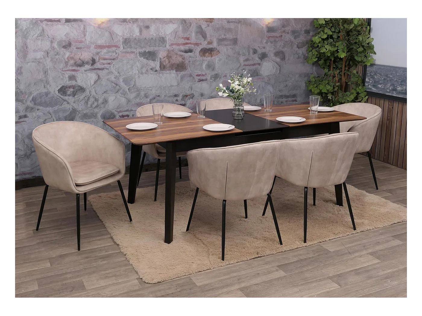 Chaise de salle à manger MCW-O28 (lot de 6),  taupe