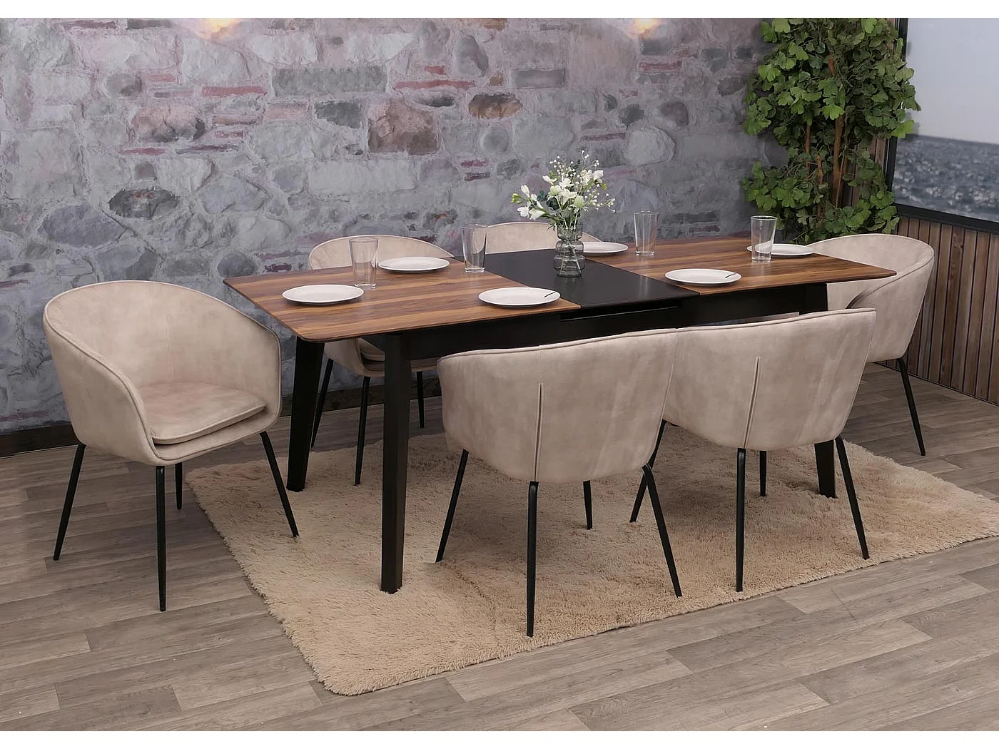 Chaise de salle à manger MCW-O28 (lot de 6),  taupe