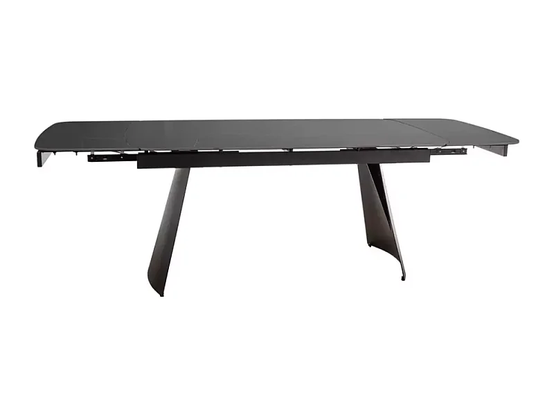 Table de salle à manger extensible 160 + 80cm plateau céramique noir mat FINLEY