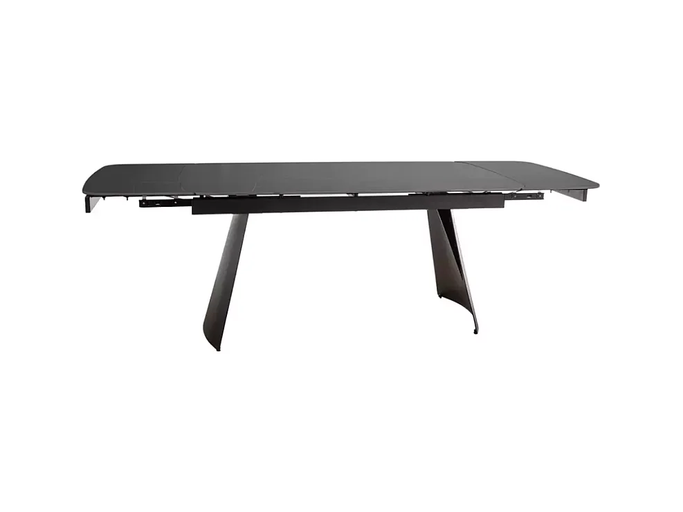 Table de salle à manger extensible 160 + 80cm plateau céramique noir mat FINLEY