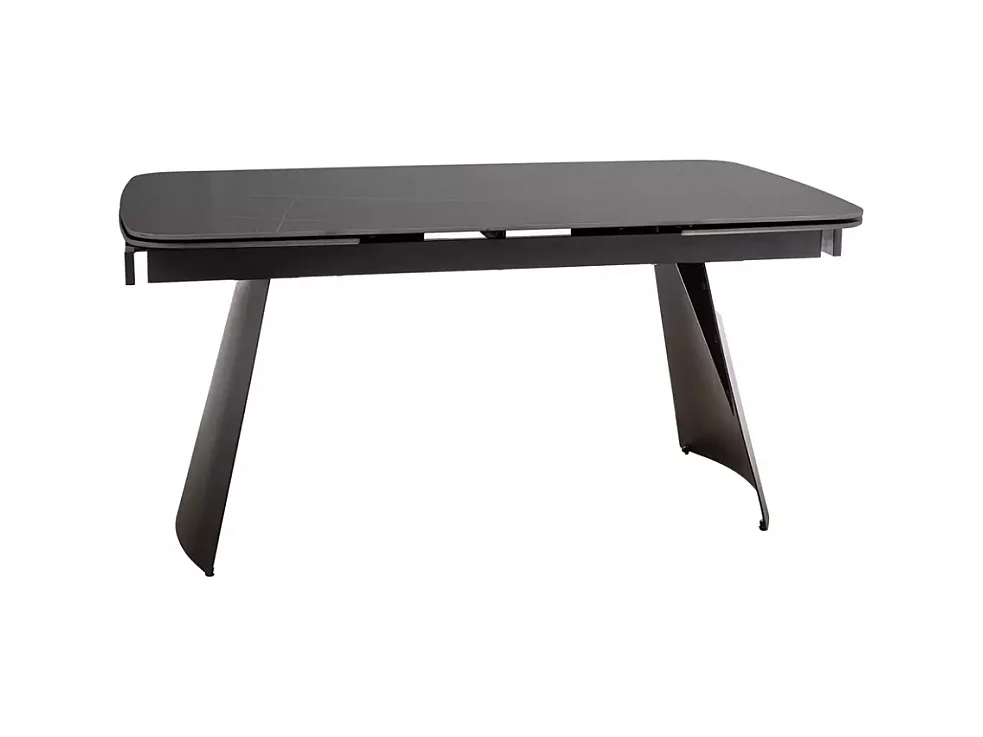 Table de salle à manger extensible 160 + 80cm plateau céramique noir mat FINLEY