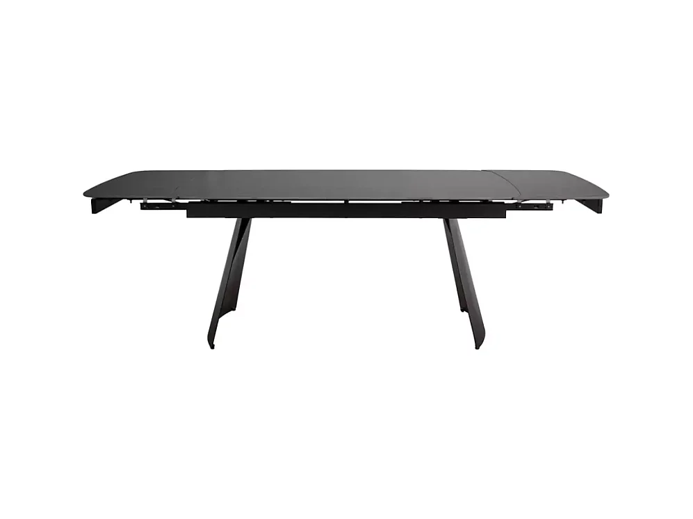 Table de salle à manger extensible 160 + 80cm plateau céramique noir mat FINLEY