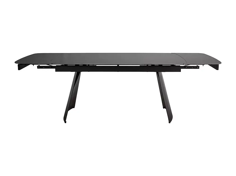 Table de salle à manger extensible 160 + 80cm plateau céramique noir mat FINLEY