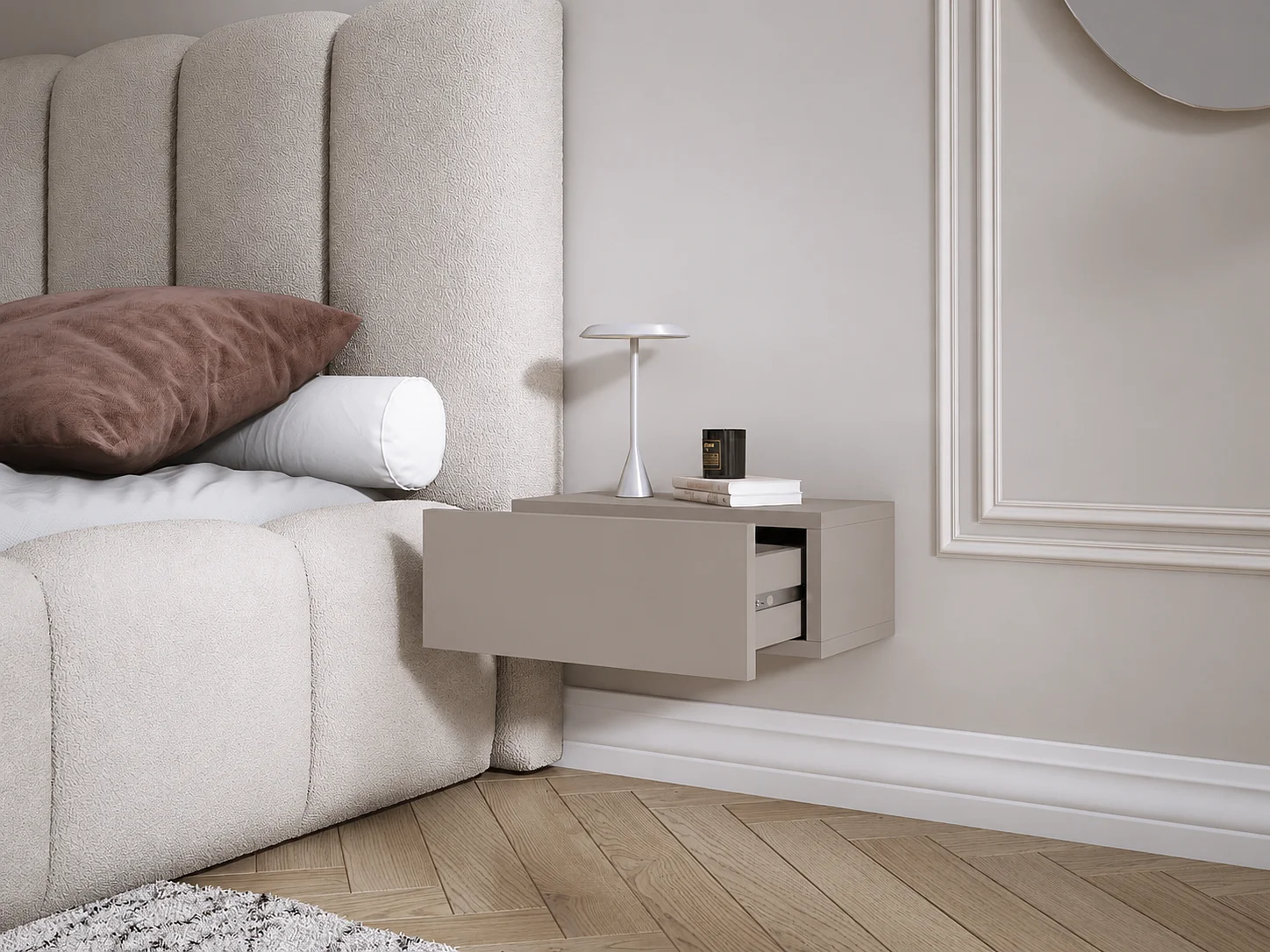 Natbord, taupe, 40 x 21,6 x 16 cm