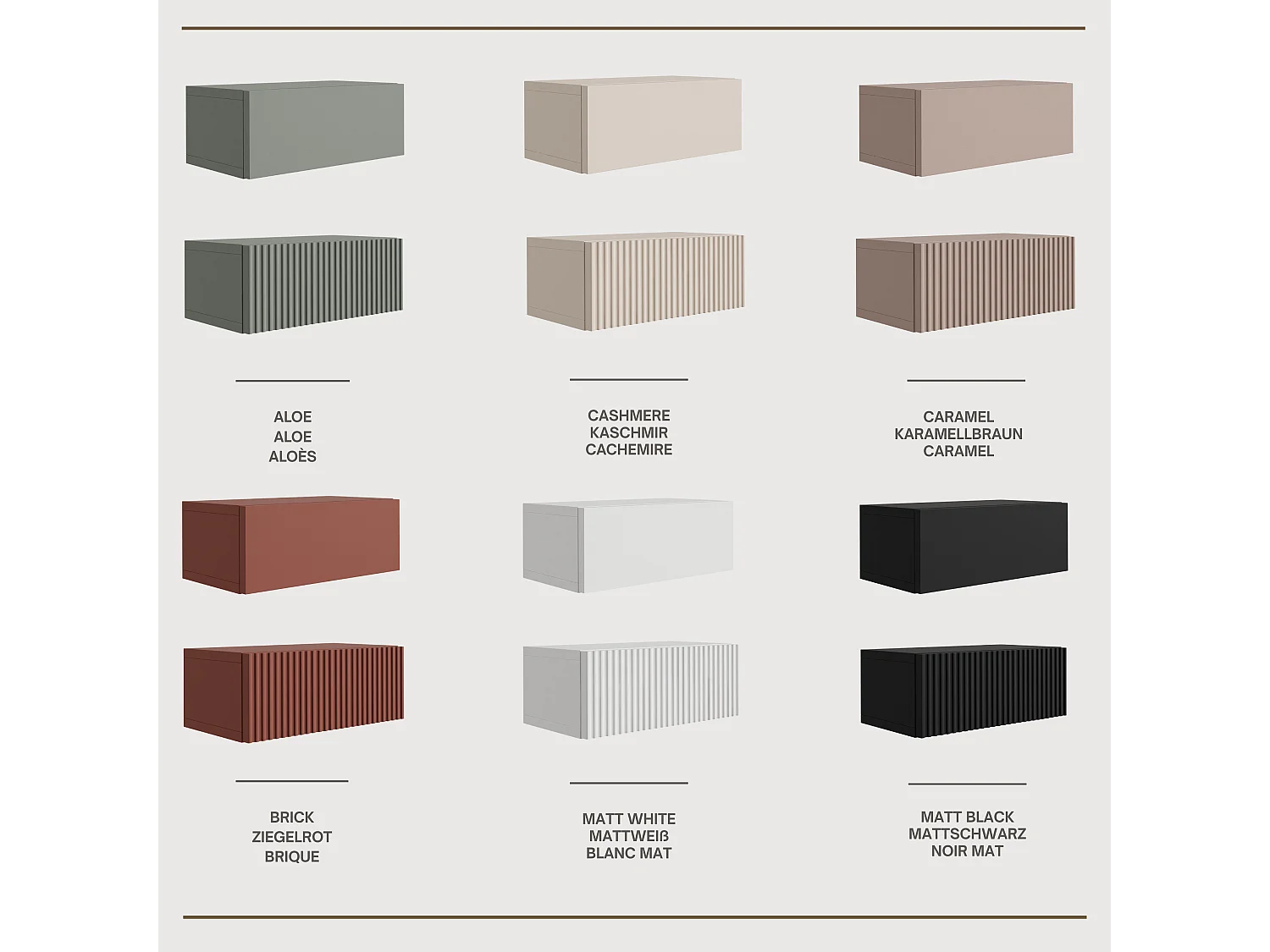 Table de chevet suspendue avec tiroir, façade rainurée, Couleur : brun caramel, 40 x 20 x 16 cm