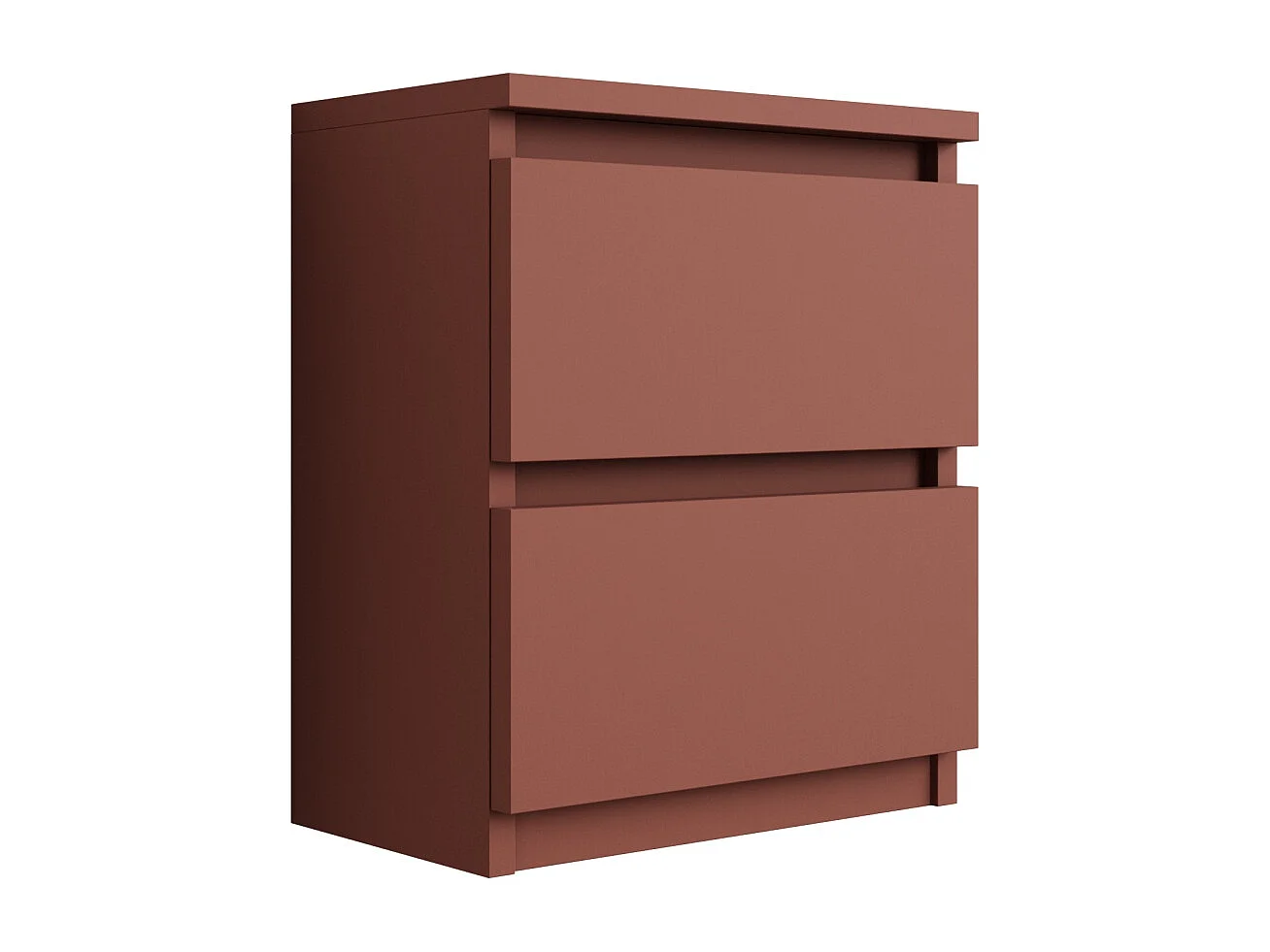 Table de chevet avec deux tiroirs, 45 × 36 × 36 cm, couleur : rouge brique