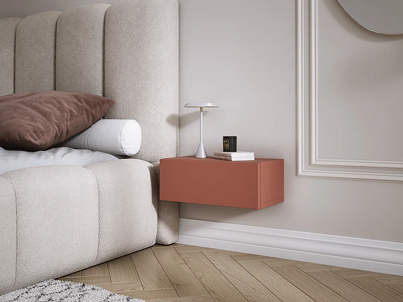 Hangend nachtkastje met lade – gladde voorkant – Kleur: Zwart, 40 x 20 x 16 cm