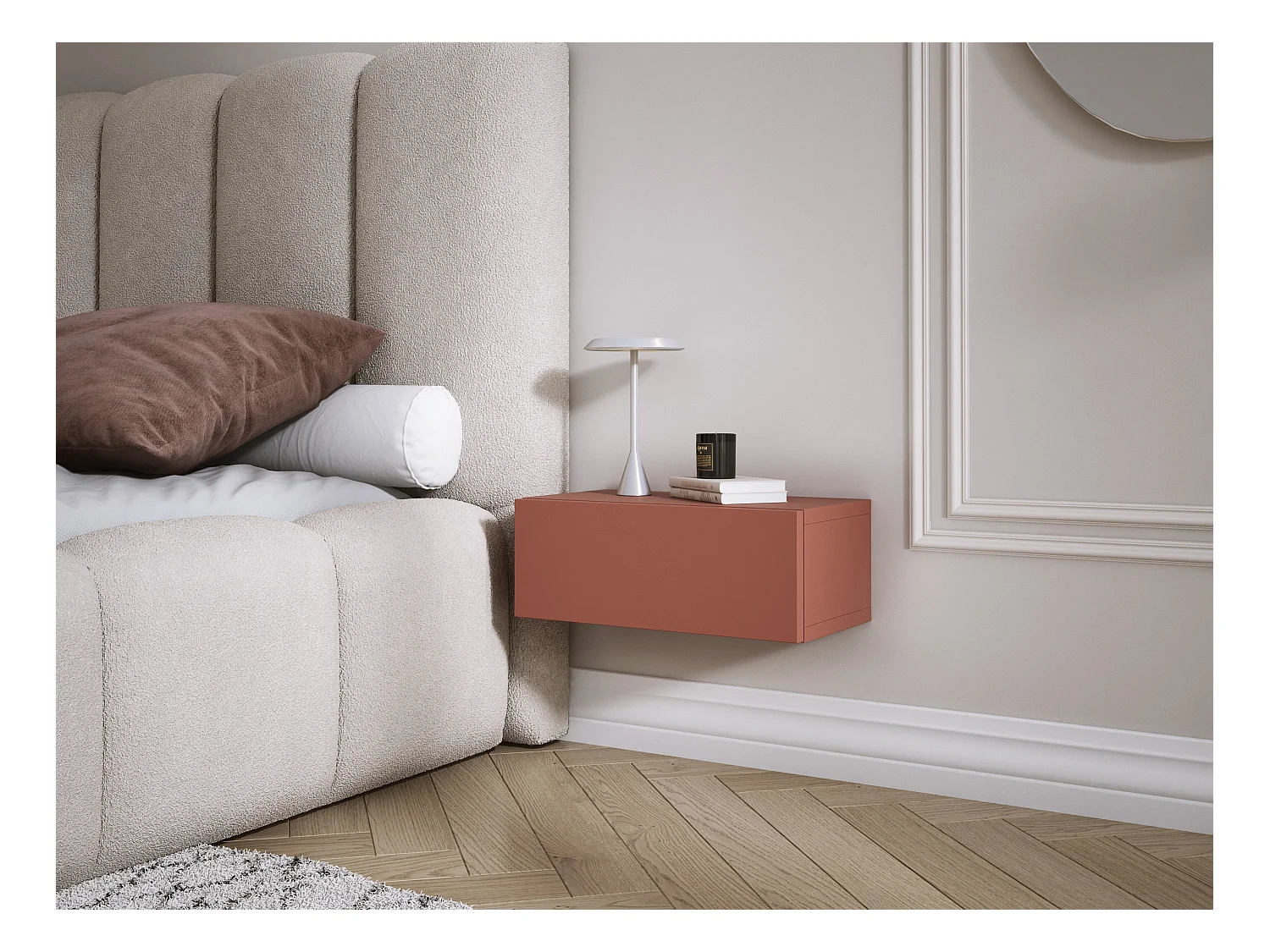 Hangend nachtkastje met lade – gladde voorkant – Kleur: Zwart, 40 x 20 x 16 cm