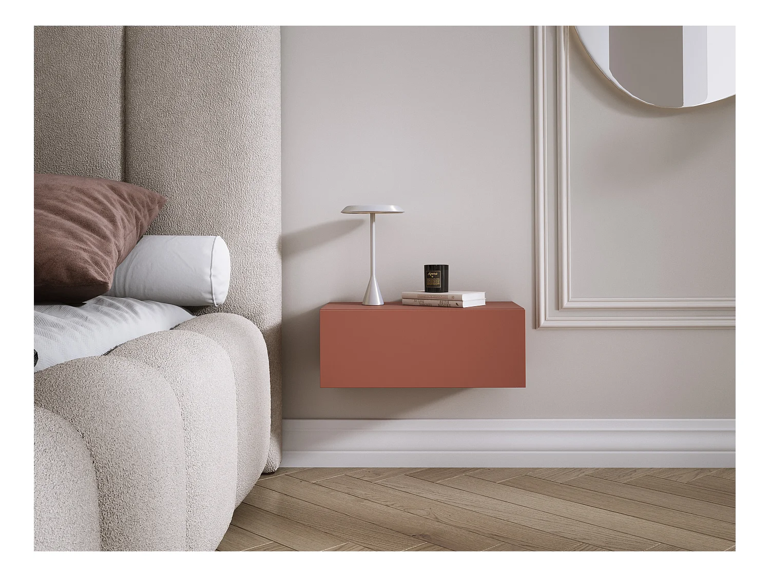 Hangend nachtkastje met lade – gladde voorkant – Kleur: Zwart, 40 x 20 x 16 cm