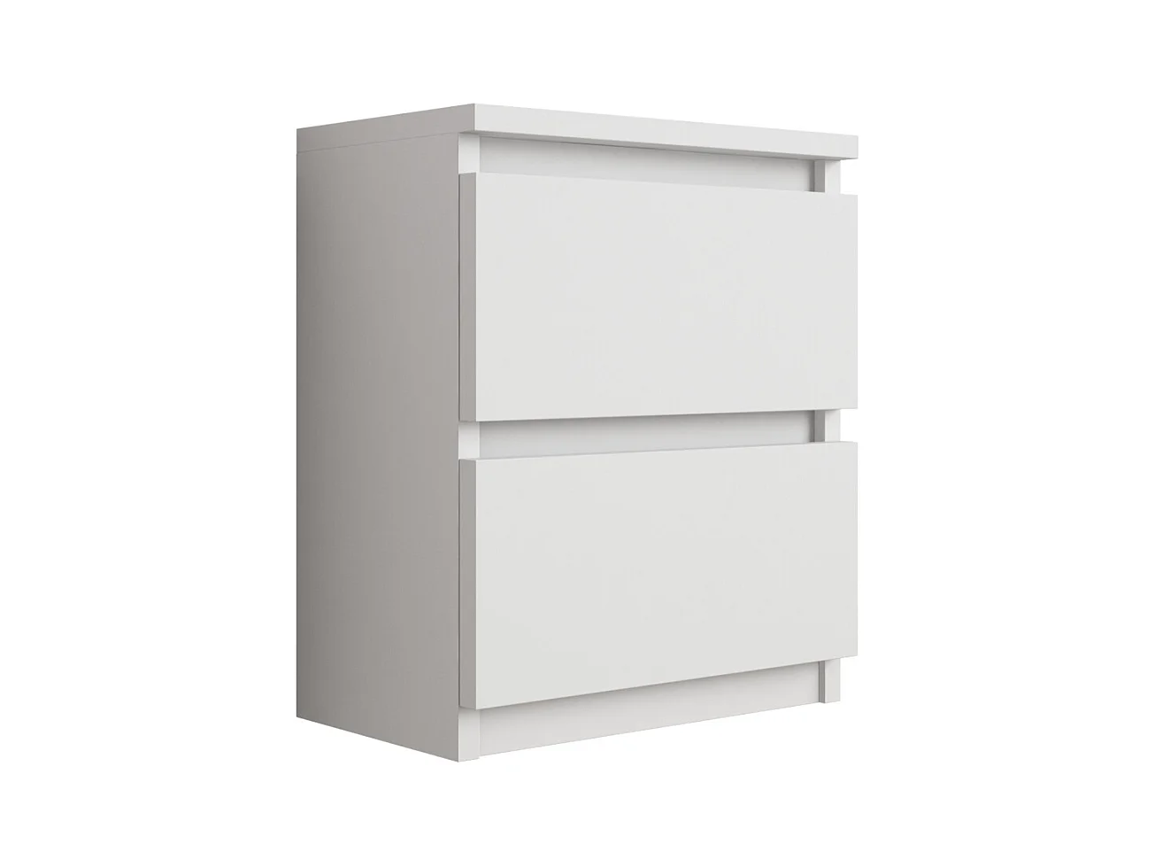 Table de chevet avec deux tiroirs, 45 × 36 × 36 cm, couleur : blanc