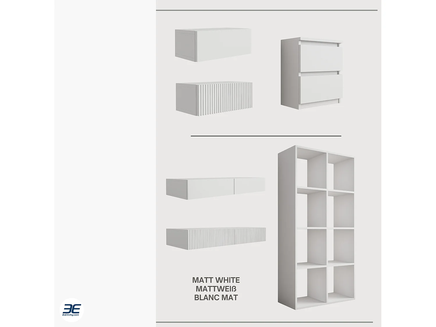 Table de chevet avec deux tiroirs, 45 × 36 × 36 cm, couleur : blanc