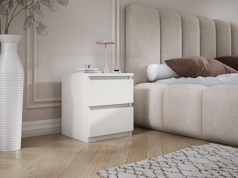 Table de chevet avec deux tiroirs, 45 × 36 × 36 cm, couleur : blanc