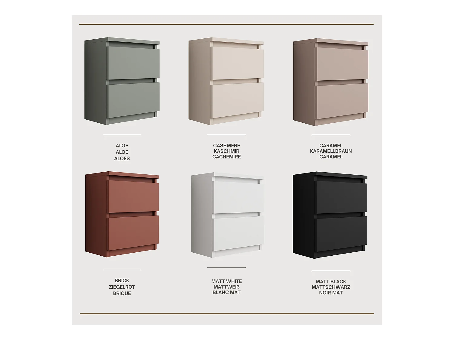 Staand nachtkastje met twee lades – 45 × 36 × 36 cm – kleur: Aloë