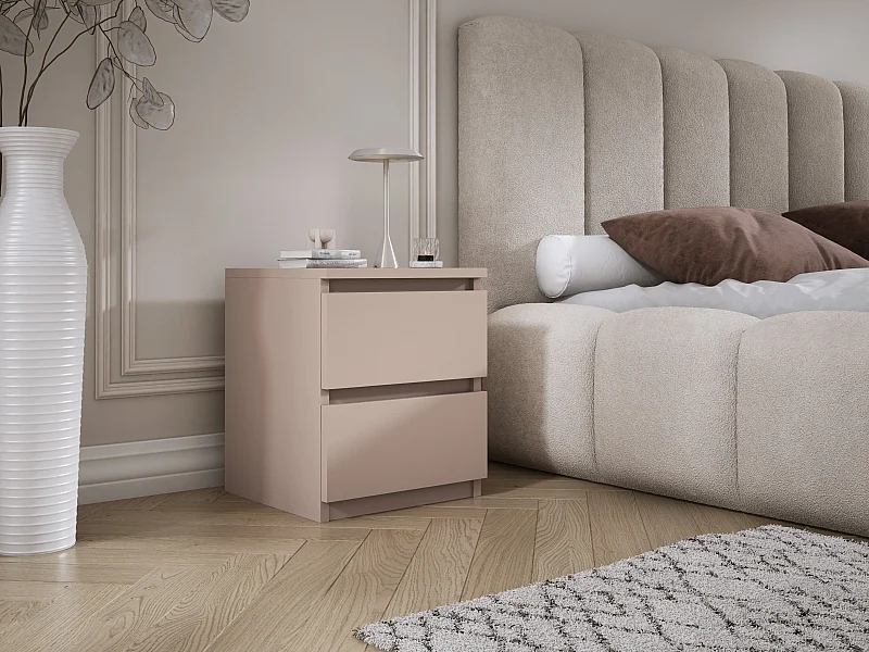 Table de chevet avec deux tiroirs, 45 × 36 × 36 cm, couleur : brun caramel