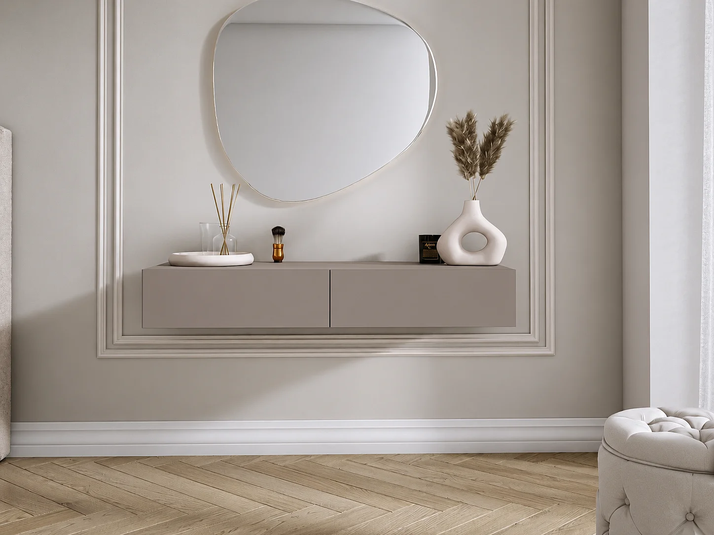 Konsol, farve: taupe, 100 x 39,6 x 16 cm