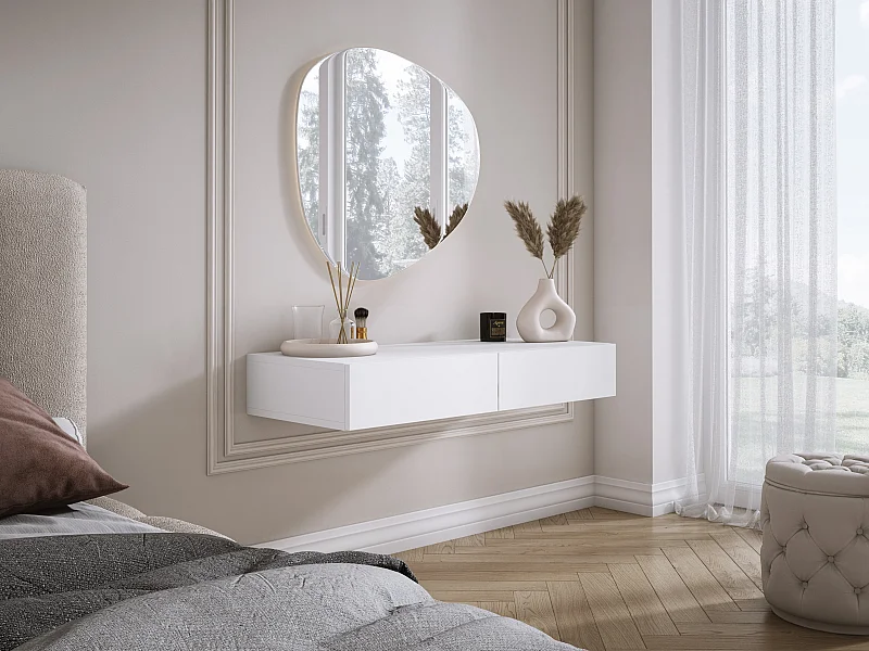 Hangende kaptafel met twee lades, gladde voorkant - kleur: baksteen, 100 x 40 x 16 cm