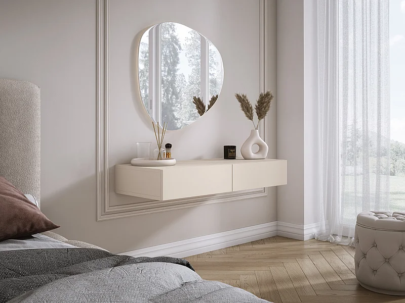 Hangende kaptafel met twee lades, gladde voorkant - Kleur: karamelbruin, 100 x 40 x 16 cm