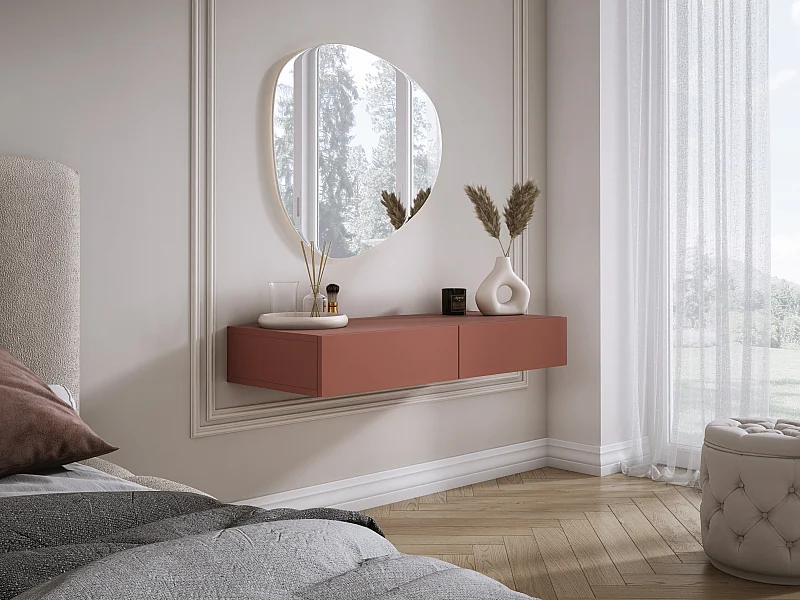 Hangende kaptafel met twee lades, gladde voorkant - Kleur: Zwart, 100 x 40 x 16 cm