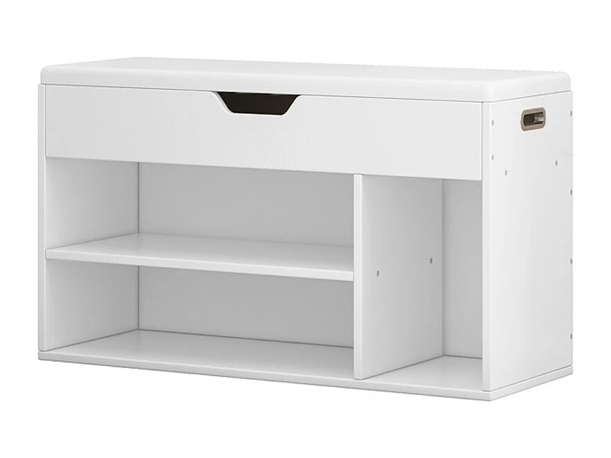 Schuhschrank mit Sitz Holzablage 3 Fachböden offen weiß 80cm