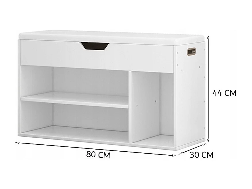 Schuhschrank mit Sitz Holzablage 3 Fachböden offen weiß 80cm