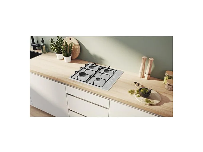 Table gaz inox, 60 cm, SER2, 4 brûleurs, Fonte avec pieds en caoutchouc BOSCH - PBP6B2K80