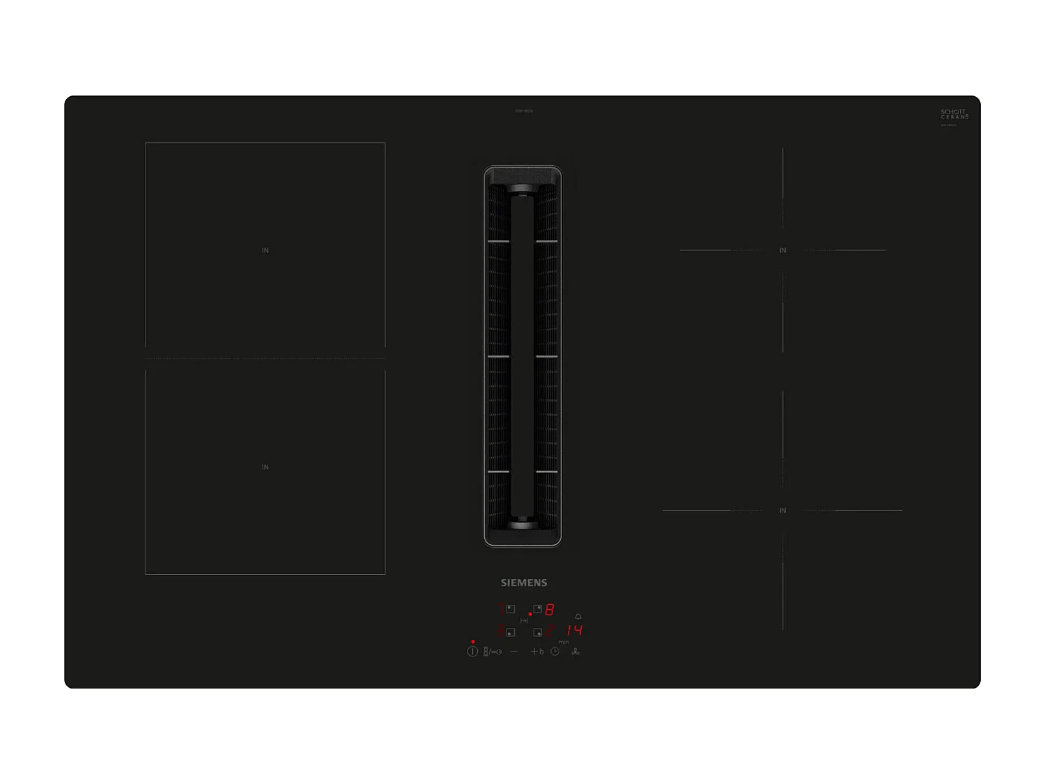 Siemens iQ500 ED811BS16E piano cottura Nero Da incasso 80 cm Piano cottura a induzione 4 Fornelli Cappa da incasso