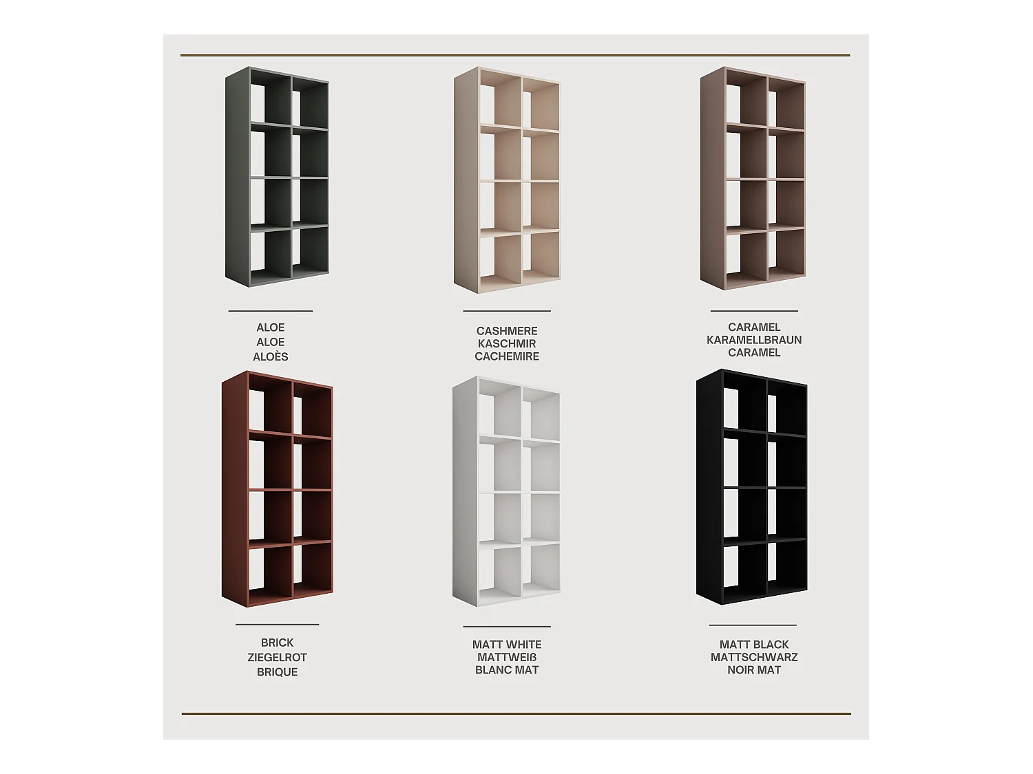 Bibliothèque à 8 compartiments, Couleur : aloès vert, 147 × 74 × 30 cm, verticale ou horizontale