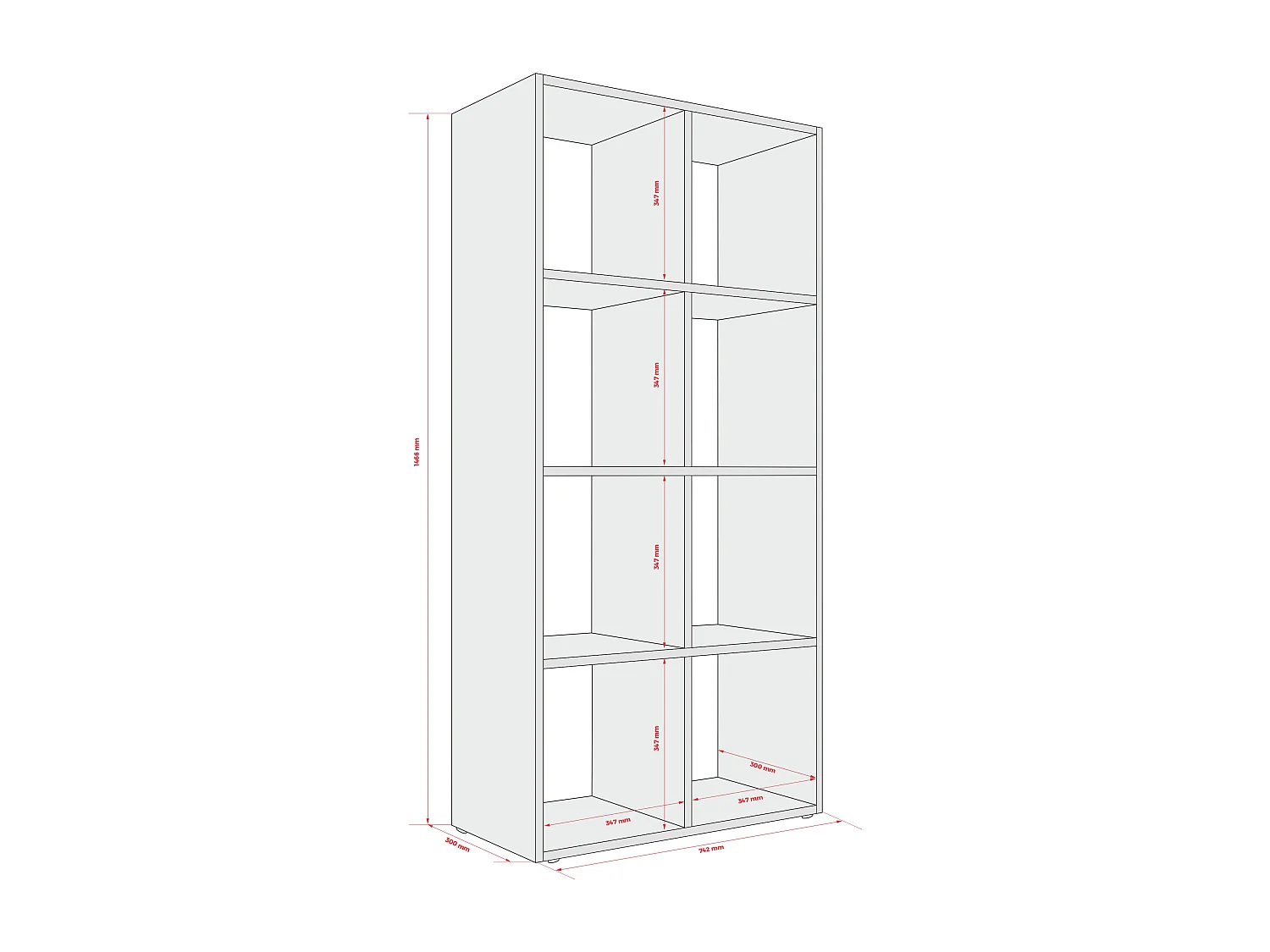 Bibliothèque à 8 compartiments, Couleur : blanc, 147 × 74 × 30 cm, verticale ou horizontale