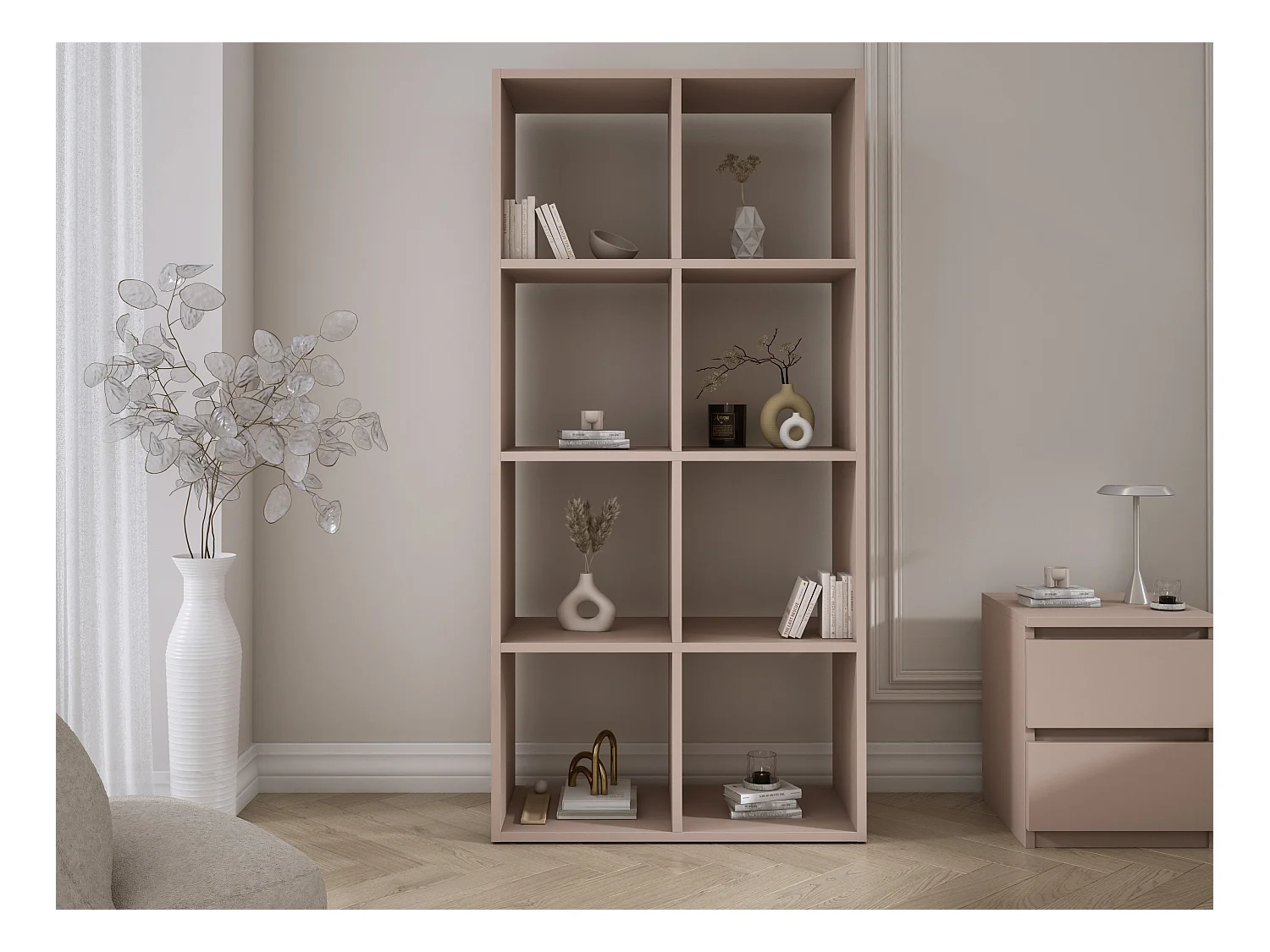 Bibliothèque à 8 compartiments, Couleur : brun caramel, 147 × 74 × 30 cm, verticale ou horizontale