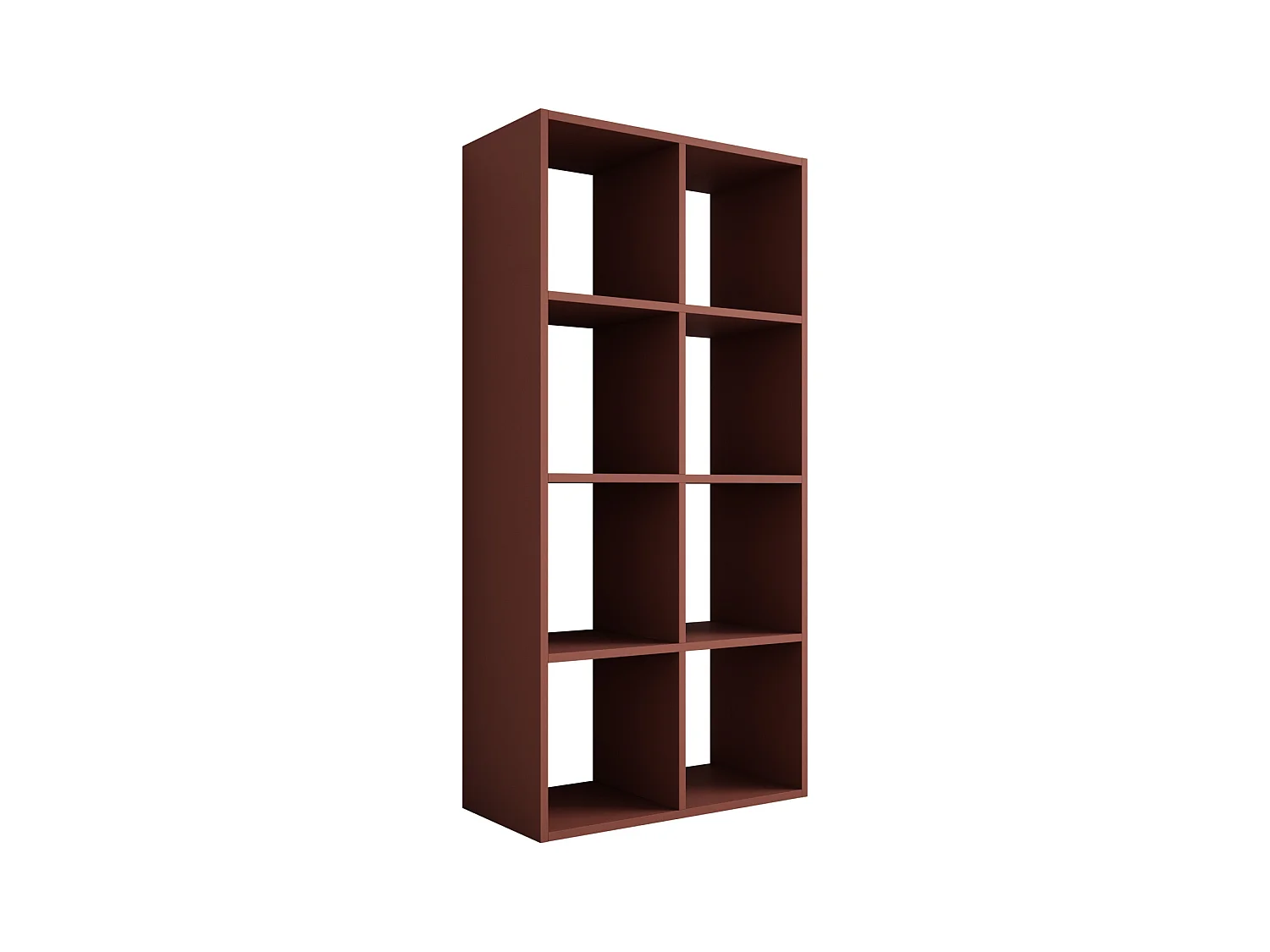 Boekenkast met 8 vakken – Kleur: Baksteen – 147 × 74 × 30 cm, verticaal of horizontaal