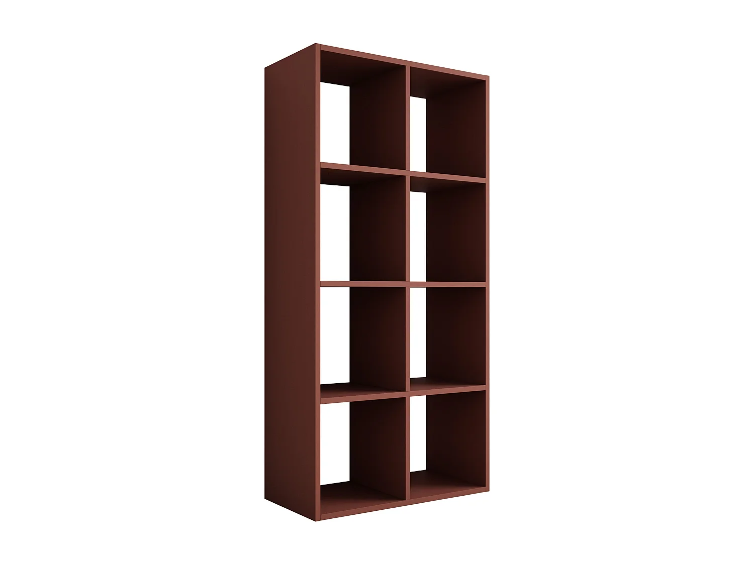 Bibliothèque à 8 compartiments, Couleur : rouge brique, 147 × 74 × 30 cm, verticale ou horizontale