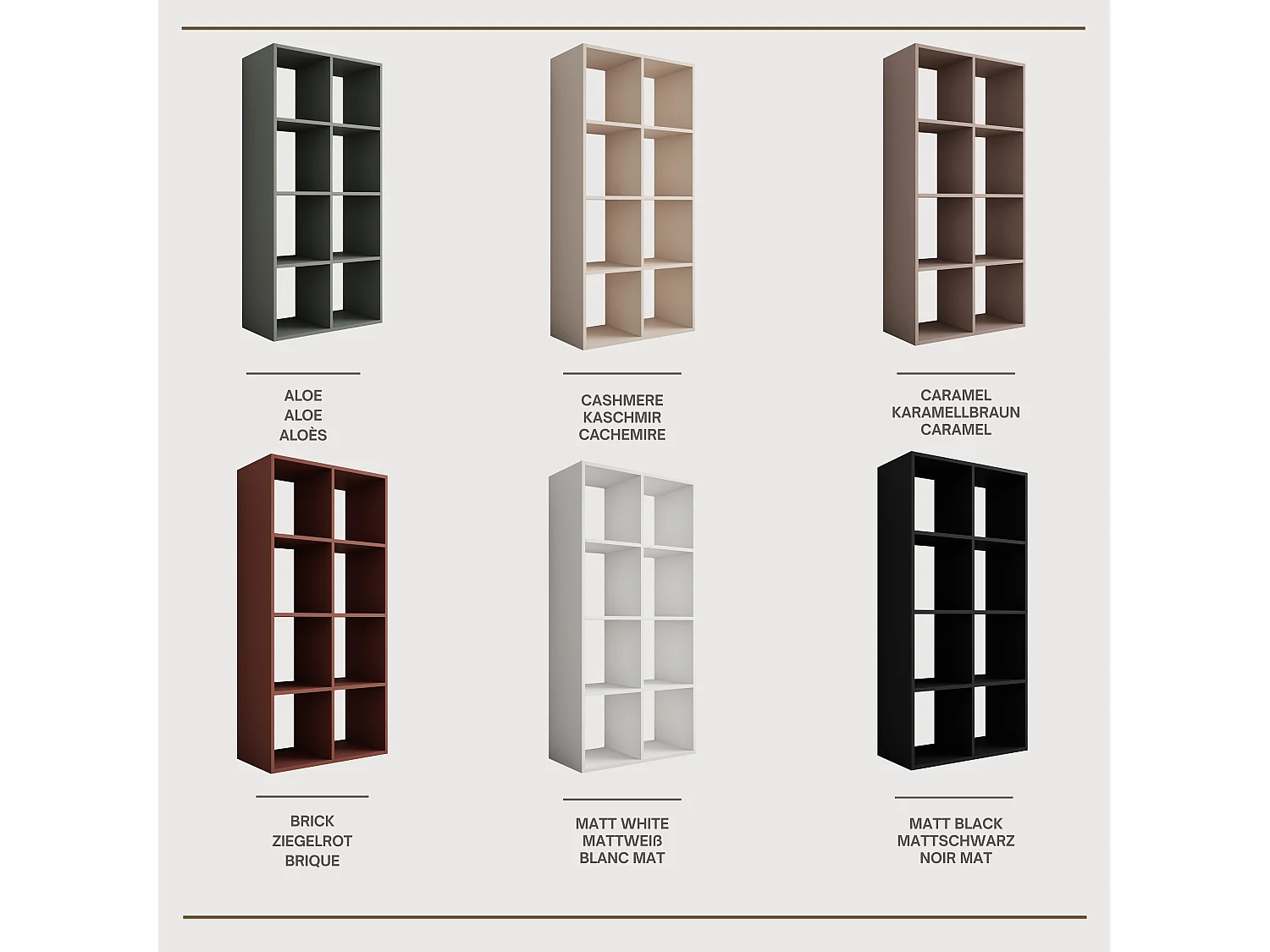 Bibliothèque à 8 compartiments, Couleur : rouge brique, 147 × 74 × 30 cm, verticale ou horizontale