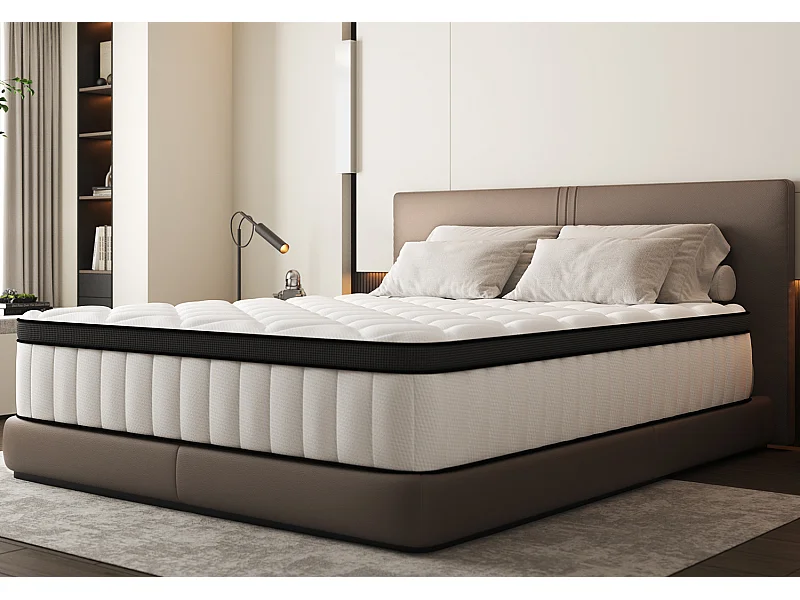 Hiazurm Matelas 90x190 cm,Matelas 90x190 Ressort, matelas ressorts epaisseur 25cm, 7 zones conception, matelas avec drap-housse, mousse à mémoire