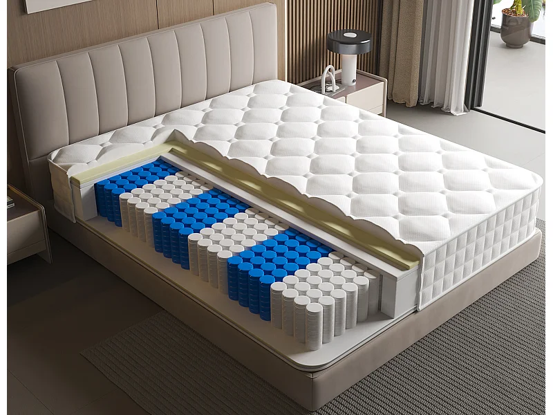 Matelas 140x190 Ressorts EnsachÉs,Matelas 10 couches avec ressorts ensachés,Fermeté H3,Matelas d'Appoint 7 Zones de Confort