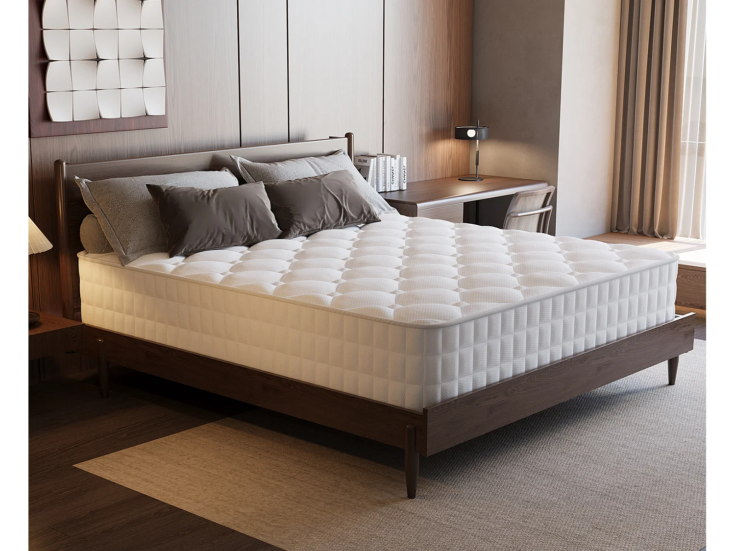 Hiazurm Matelas 140x 190 cm hauteur 22cm 10 couches de confort avec noyau à ressorts niveau de fermeté h3matelas 1 place à 7 zones matelas avec drap