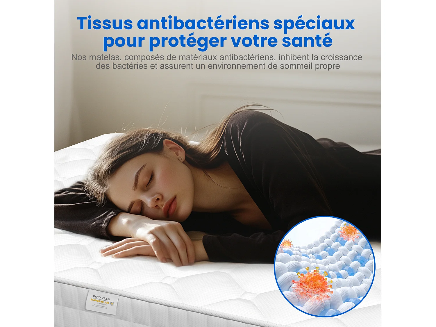 Hiazurm Matelas 140x 190 cm hauteur 23cm 10 couches de confort avec noyau à ressorts niveau de fermeté h3matelas 1 place à 7 zones matelas avec drap