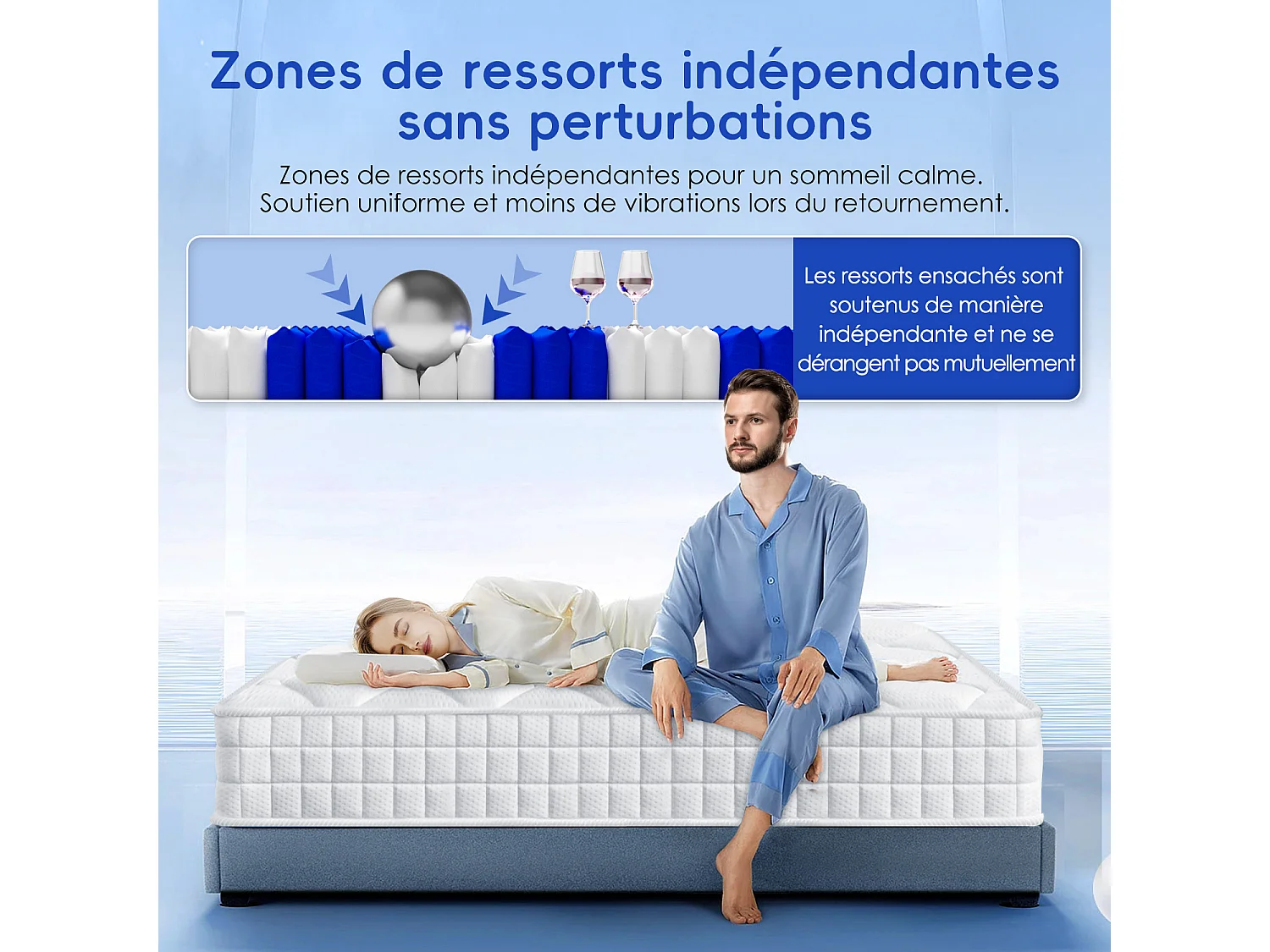 Hiazurm Matelas 140x 190 cm hauteur 23cm 10 couches de confort avec noyau à ressorts niveau de fermeté h3matelas 1 place à 7 zones matelas avec drap