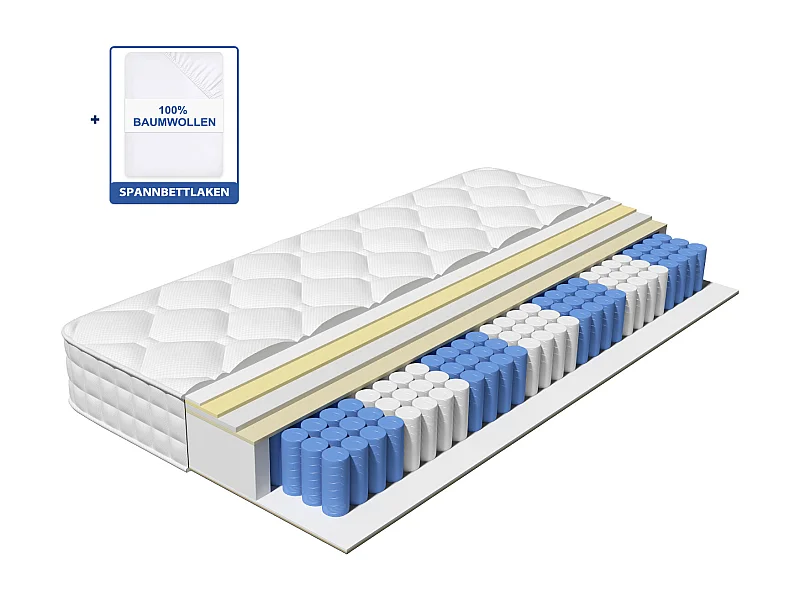 Hiazurm Matelas 90x190 Ressorts EnsachÉs,,mousse ámémoire de forme, hauteur 22 cm 7 zones de confort 90x190 cm ,Ressorts indépendantset silencieux
